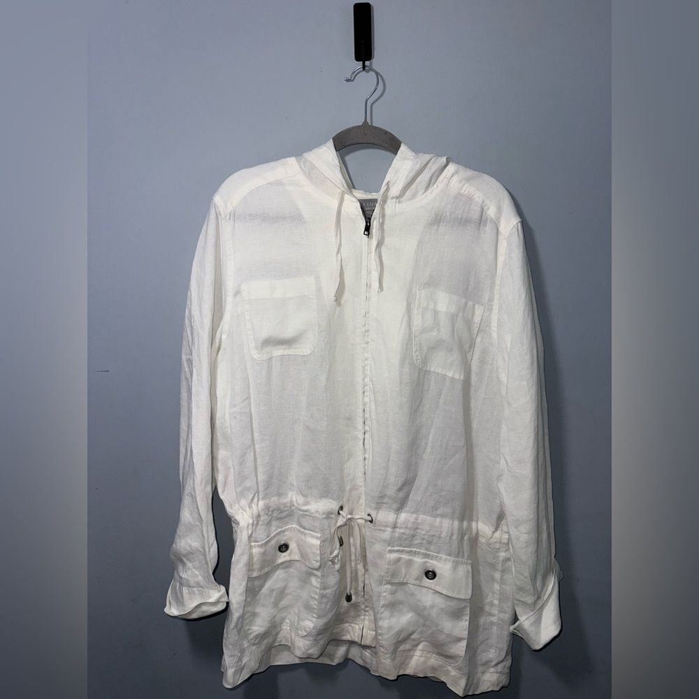 Kenar Women’s Woven 100% Linen Solid Anorak lightweight Jacket XL GUC*